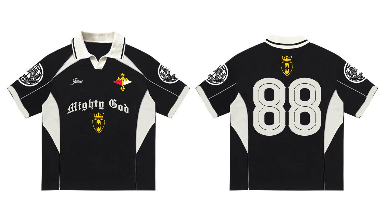 Jersey polo hitam Mighty God